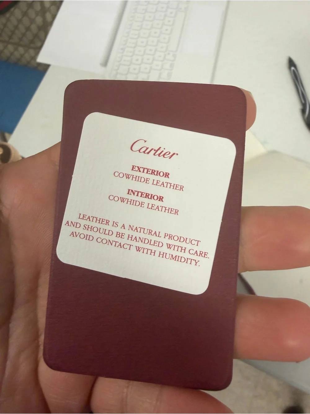 Cartier Red and Gold Leather Authenticity Card - Picture 7 of 7